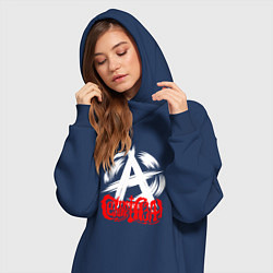 Женское худи-платье Анархия логотип Сектор газа, цвет: тёмно-синий — фото 2
