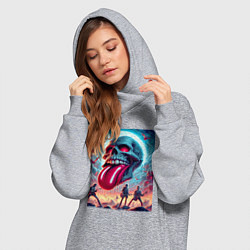 Женское худи-платье Rolling Stones - skull transformation, цвет: меланж — фото 2