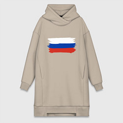 Женская толстовка-платье Флаг россии нарисованный