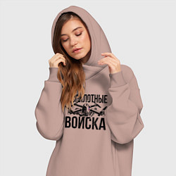 Женское худи-платье Беспилотные войска - РФ, цвет: пыльно-розовый — фото 2