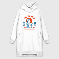 Женское худи-платье Сиба ину , Японский стиль, цвет: белый