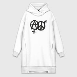 Женское худи-платье Anarchy peace, цвет: белый