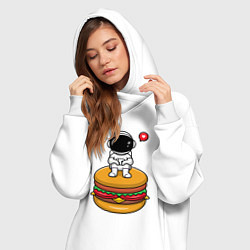 Женское худи-платье Космический гамбургер, цвет: белый — фото 2
