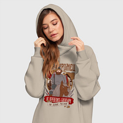 Женское худи-платье Не перевелись богатыри на земле русской, цвет: миндальный — фото 2