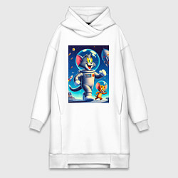 Женская толстовка-платье Космонавты Том и Джерри