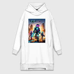 Женское худи-платье Minecraft - cyberpunk ai art fantasy, цвет: белый