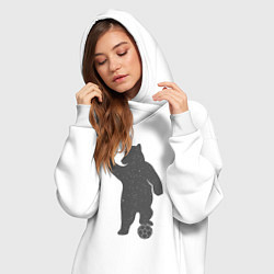 Женское худи-платье Мишка футболист, цвет: белый — фото 2