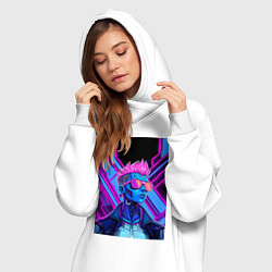 Женское худи-платье Неоновые панки, цвет: белый — фото 2