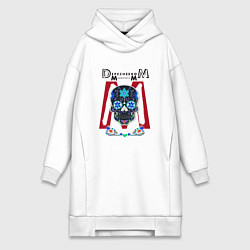 Женское худи-платье Depeche Mode - Memento mori mexico skull white, цвет: белый