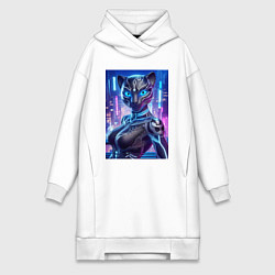 Женское худи-платье Cyber panter girl - ai art fantasy, цвет: белый