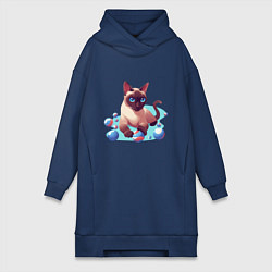 Женская толстовка-платье Синеглазый кот