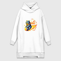 Женское худи-платье Медведь-метеорит, цвет: белый