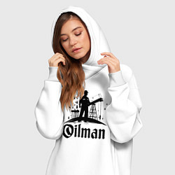 Женское худи-платье Нефтяной работник у буровой установки, цвет: белый — фото 2