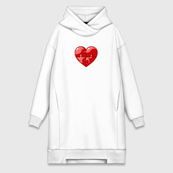 Женская толстовка-платье Красное сердце из пазлов