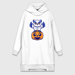 Женское худи-платье Halloween owl, цвет: белый