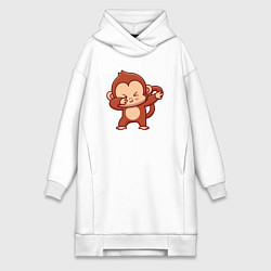 Женское худи-платье Dabbing monkey, цвет: белый