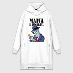 Женское худи-платье Мафиози Бендер - мафия бессмертна мем, цвет: белый