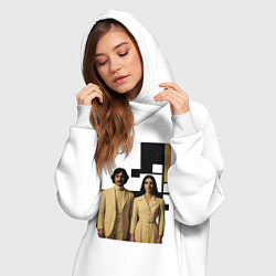 Женское худи-платье Винтажная пара - девушка с мужчиной в белых костюм, цвет: белый — фото 2