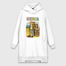 Женское худи-платье Nirvana мультяшный стиль, цвет: белый