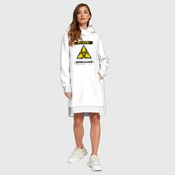Женское худи-платье Attention biohazard - danger, цвет: белый — фото 2