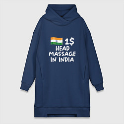 Женское худи-платье Флаг Индии: head massage in india, цвет: тёмно-синий