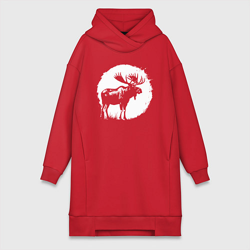 Женская толстовка-платье Лось в круге / Красный – фото 1