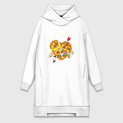 Женское худи-платье Love pizza, цвет: белый