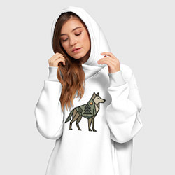 Женское худи-платье Геометрический волк, цвет: белый — фото 2