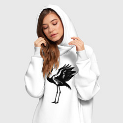 Женское худи-платье Черный фламинго с крыльями, цвет: белый — фото 2