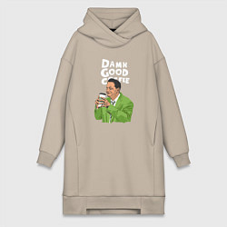 Женское худи-платье Damn good coffee, цвет: миндальный