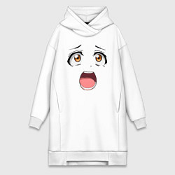Женское худи-платье Удивление anime face - большие глаза, цвет: белый