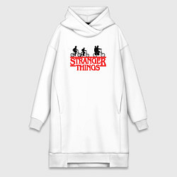 Женская толстовка-платье Очень странные дела надпись