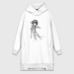Женское худи-платье Данганронпа V3 - Кокичи Ома, цвет: белый