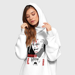 Женское худи-платье Токийские мстители Дракен и Такимичи, цвет: белый — фото 2