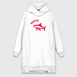 Женская толстовка-платье Акула-красный силуэт