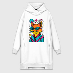Женская толстовка-платье Лиса поп арт