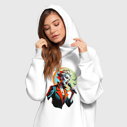 Женское худи-платье Певица рок вампир с микрофоном, цвет: белый — фото 2