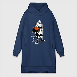 Женское худи-платье Мяч это жизнь, цвет: тёмно-синий