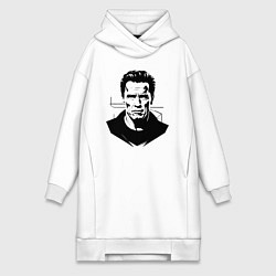 Женское худи-платье Арнольд Шварценеггер в стиле стрит-арт, цвет: белый