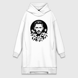 Женское худи-платье Том Харди в цветочном обрамлении, цвет: белый