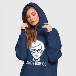 Женское худи-платье Энди Уорхол в аниме стиле, цвет: тёмно-синий — фото 2