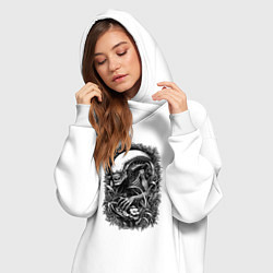 Женское худи-платье Ксеноморф в травяных зарослях, цвет: белый — фото 2