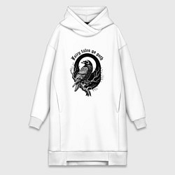 Женская толстовка-платье Готическая ворона сидит на ветке