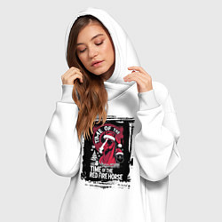 Женское худи-платье Красный огненный конь, цвет: белый — фото 2