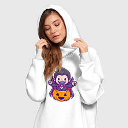 Женское худи-платье Дракула в тыкве, цвет: белый — фото 2