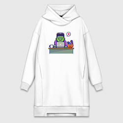 Женское худи-платье Франкенштейн за столом, цвет: белый