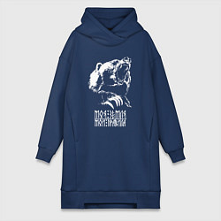 Женское худи-платье Моя земля мои правила -грозный медведь, цвет: тёмно-синий