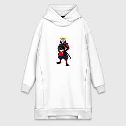 Женское худи-платье Утка-самурай с катаной, цвет: белый