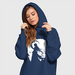 Женское худи-платье Девушка гот аниме, цвет: тёмно-синий — фото 2