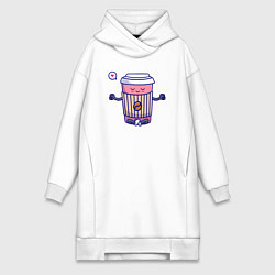 Женское худи-платье Coffee relax, цвет: белый